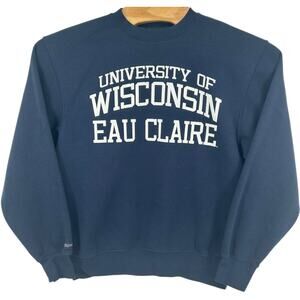 VTG y2k Men's Navy Blue JanSport UW Eau Claire Blugolds Crewneck Sweatshirt Sz M